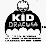 Kid Dracula title screen for GameBoy